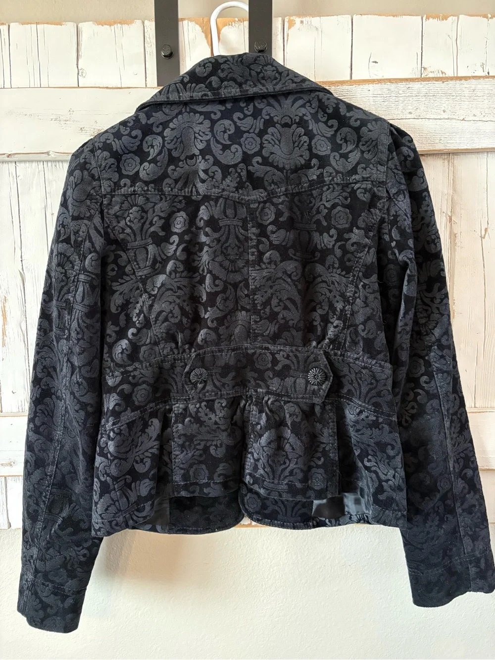 LOFT Black Damask Velvet Blazer - Picture 2 of 3